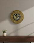 18" Black Gold And Silver Iron Silent Skeleton Exposed Gear Round Wall Clock
