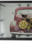 23" Black White And Red Iron Silent Analog Exposed Gear Wall Clock