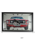 23" Black Red And Silver Iron Silent Analog Exposed Gear Wall Clock