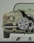 23" Black Silver And White Iron Silent Analog Exposed Gear Wall Clock