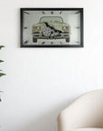 23" Black Silver And White Iron Silent Analog Exposed Gear Wall Clock
