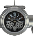 34" Black And Silver Iron Silent Analog Exposed Gear Novelty Wall Clock