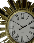 19" Gold And Clear Mirrored Glass And Heavy Duty Plastic Silent Analog Sunburst Wall Clock