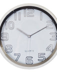 12" Silver And White Heavy Duty Plastic Silent Analog Round Wall Clock