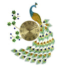 27" Gold Blue And Green Silent Analog Peacock Novelty Wall Clock