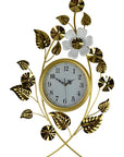 22" Gold And White Iron Silent Analog Floral Novelty Wall Clock