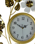 22" Gold And White Iron Silent Analog Floral Novelty Wall Clock