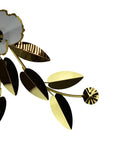 40" Gold And White Iron Silent Analog Floral Novelty Wall Clock