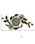 40" Gold And White Iron Silent Analog Floral Novelty Wall Clock