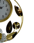 20" Gold And White Iron Silent Analog Floral Round Wall Clock