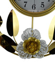 20" Gold And White Iron Silent Analog Floral Round Wall Clock