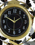 22" Gold Silver And Black Iron Silent Analog Butterfly Round Wall Clock