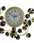 27" Gold Silver And White Iron Silent Analog Floral Novelty Wall Clock
