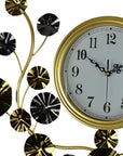 27" Gold Silver And White Iron Silent Analog Floral Novelty Wall Clock