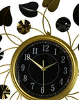 24" Gold Black And Silver Iron Silent Analog Floral Round Wall Clock