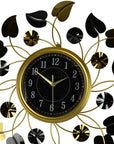 24" Gold Black And Silver Iron Silent Analog Floral Round Wall Clock