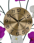 30" Purple White And Gold Silent Analog Floral Novelty Wall Clock