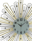 27" Gold Silver And Metal And Faux Crystals Silent Analog Sunburst Wall Clock