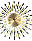 27" Gold And Black Silent Analog Starburst Wall Clock