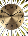 27" Gold And Black Silent Analog Starburst Wall Clock