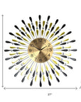 27" Gold And Black Silent Analog Starburst Wall Clock