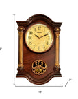 16" Walnut And Gold Resin Silent Analog Ornate Wall Clock