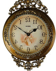 15" Gold And Silver Resin Silent Pendulum Ornate Round Wall Clock