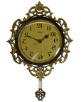 18" Brown Gold And Black Resin Silent Pendulum Ornate Round Wall Clock