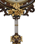 13" Brown Gold And White Resin Silent Pendulum Ornate Oval Wall Clock