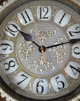 16" Brown And Silver Resin Silent Pendulum Ornate Oval Wall Clock