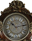 16" Brown And Silver Resin Silent Pendulum Ornate Oval Wall Clock