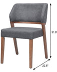 Set of Two Gray And Walnut Upholstery And Solid Wood Partially Open Back Dining Side Chairs