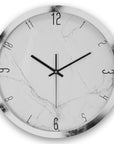 16" Black And White Heavy Duty Plastic Silent Analog Marble Round Wall Clock