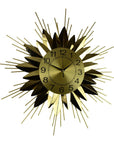 25" Gold And Black Silent Analog Starburst Wall Clock