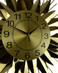25" Gold And Black Silent Analog Starburst Wall Clock