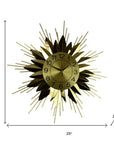 25" Gold And Black Silent Analog Starburst Wall Clock