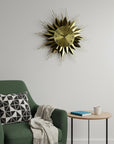 25" Gold And Black Silent Analog Starburst Wall Clock