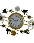 39" Gold And White Iron Silent Analog Butterfly Novelty Wall Clock