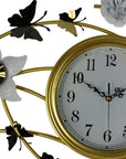 39" Gold And White Iron Silent Analog Butterfly Novelty Wall Clock
