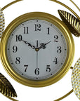37" Gold Silver And White Iron Silent Analog Floral Novelty Wall Clock