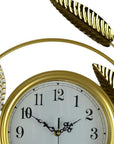 37" Gold Silver And White Iron Silent Analog Floral Novelty Wall Clock