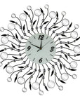 28" Silver Black And White Silent Analog Round Wall Clock