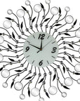 28" Silver Black And White Silent Analog Round Wall Clock