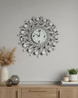 28" Silver Black And White Silent Analog Round Wall Clock