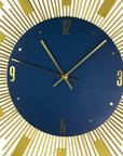 27" Gold And Blue Silent Analog Sunburst Wall Clock