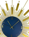 27" Gold And Blue Silent Analog Sunburst Wall Clock