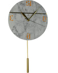 10" White And Gold Silent Pendulum Marble Round Wall Clock