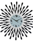 24" Black White And Silver Silent Analog Starburst Wall Clock