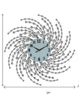 24" Silver And White Silent Analog Novelty Wall Clock