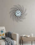 24" Silver And White Silent Analog Novelty Wall Clock